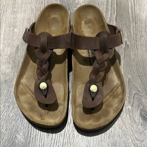 Birkenstock Gizeh Braided Leather Sandals, dark brown Habana color!